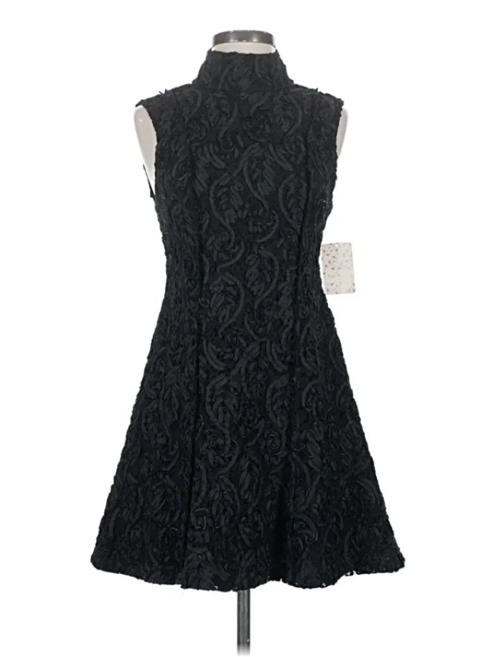 Free People Black Rosette Lace High Neck Mini Dress Size 2 NWT